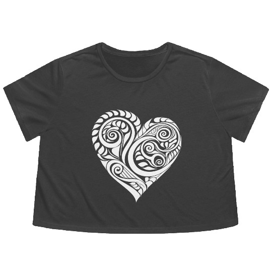 Playful Geometric Tattoo Stripes Heart Flowy Cropped Tees