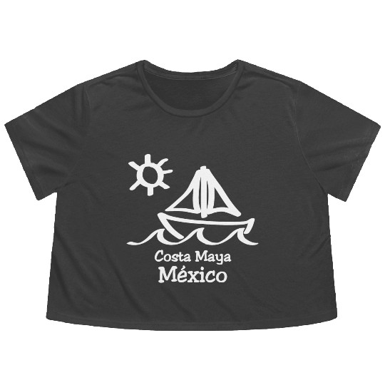 Costa Maya Mexico Sailboat Vacation Trip Beach Flowy Cropped Tees