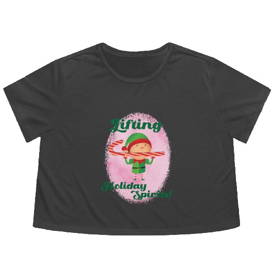 Muscle Elf -Christmas Spirit Workout Flowy Cropped Tees