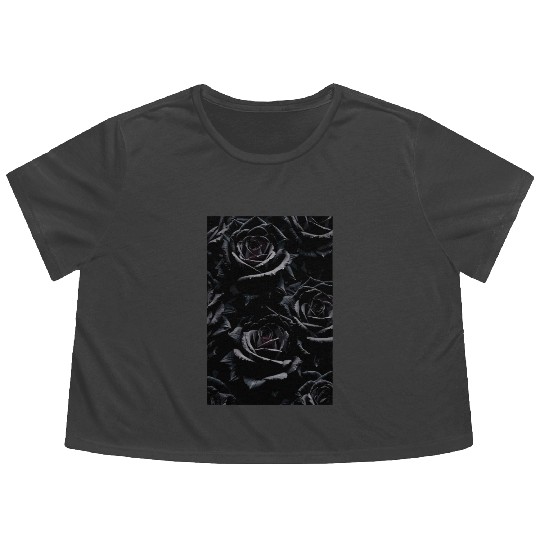 A bunch of black roses Flowy Cropped Tees