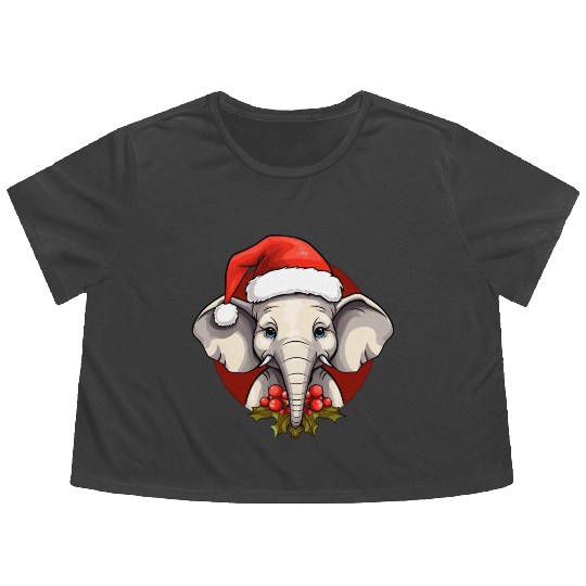 Elephant Christmas Flowy Cropped Tees