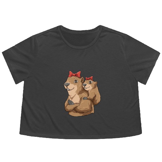 Groundhog Marmot Mom for a Marmot lover groundhog Flowy Cropped Tees