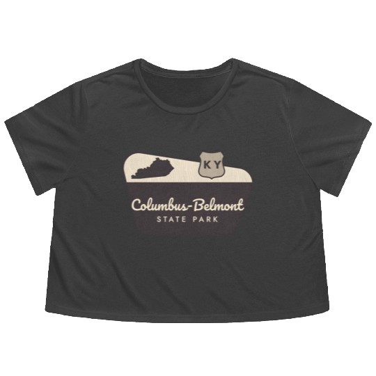 Columbus-Belmont State Park Kentucky Welcome Sign Flowy Cropped Tees