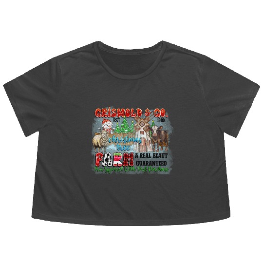 Griswold Go Christmas Tree Flowy Cropped Tees