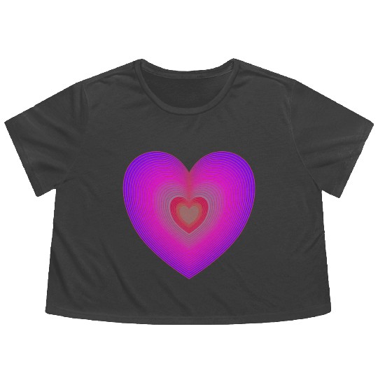 Purple Heart Beating Flowy Cropped Tees