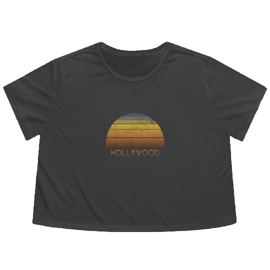 Retro Hollywood California Sunset Vacation Flowy Cropped Tees