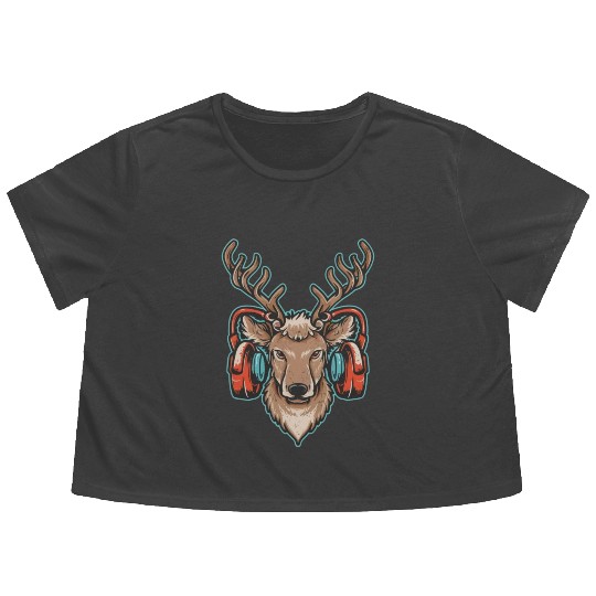 Gamer Reindeer Flowy Cropped Tees