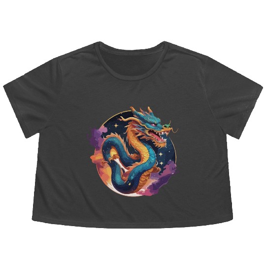 traditional Chinese dragon Flowy Cropped Tees