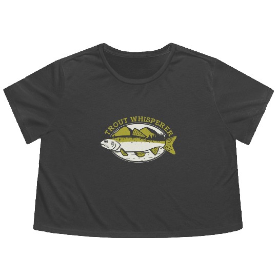 Trout Whisperer Boat Ice Fisherman Deep Sea Fly Flowy Cropped Tees