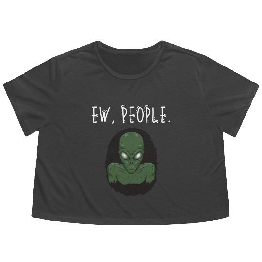 Ew People Scary Alien Shape Flowy Cropped Tees