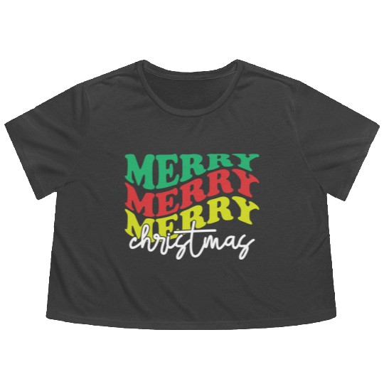 Merry merry merry Christmas, Xmas Design Flowy Cropped Tees