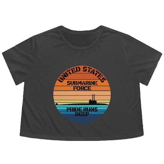 Sunset Us Submarine Force Pride Runs Deep Flowy Cropped Tees