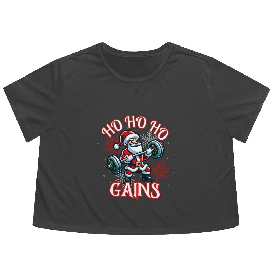 Santa Claus Christmas workout Flowy Cropped Tees