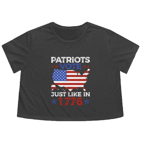 Patriots Vote Just Like 1776 American Flag Voter Flowy Cropped Tees