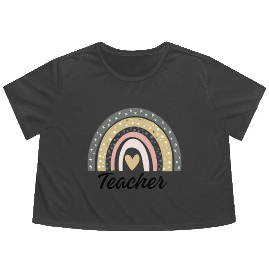 Teacher gift for women or rainbow teacher Flowy Cropped Tees