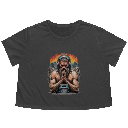 Groovy Stone Age: The Caveman in Beats Ritual Flowy Cropped Tees