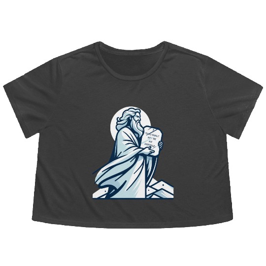 Thou shalt not be an asshole funny Moses design Flowy Cropped Tees
