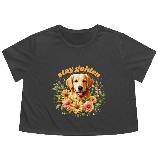Cute Golden Retriever Flowy Cropped Tees