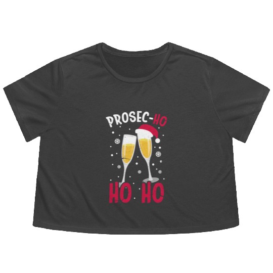 Prosec Ho Ho Ho Presecco Vacation Flowy Cropped Tees