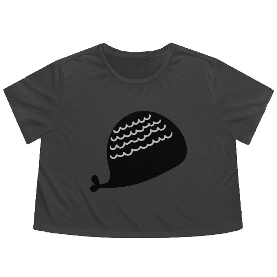Lonely Black Whale In The Ocean Flowy Cropped Tees