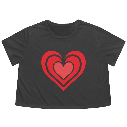 Red Heart and Love Valentine's Day Flowy Cropped Tees