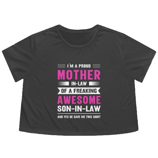 Mothers day mom son-in-law Flowy Cropped Tees