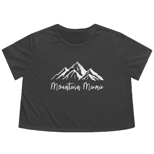 Mothers day mountain mama Flowy Cropped Tees