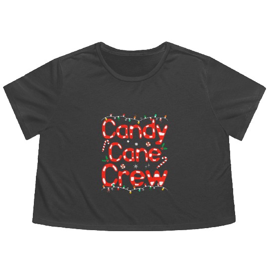 Candy Cane Crew Funny Christmas Candy Cane Lover Flowy Cropped Tees