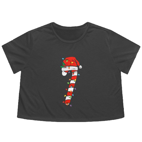 Christmas Candy Cane Santa Xmas Kids Toddler Youth Flowy Cropped Tees