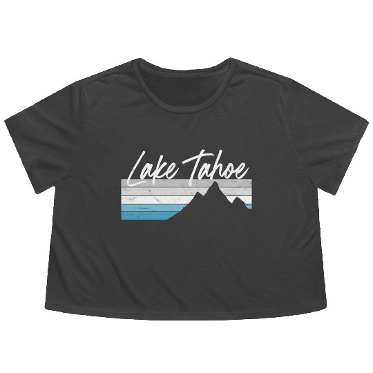 Lake Tahoe Nevada California Mountain Skiing Py Flowy Cropped Tees
