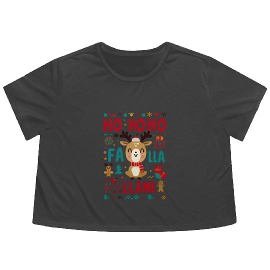ho ho ho reindeer Flowy Cropped Tees