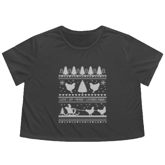 Chickens Farm Lover Ugly Christmas Themed Meme Flowy Cropped Tees