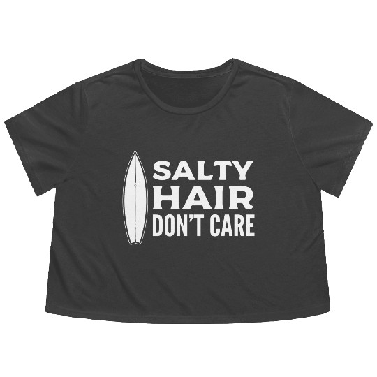 Salty Hair Don't Care Watersports Lover Flowy Cropped Tees