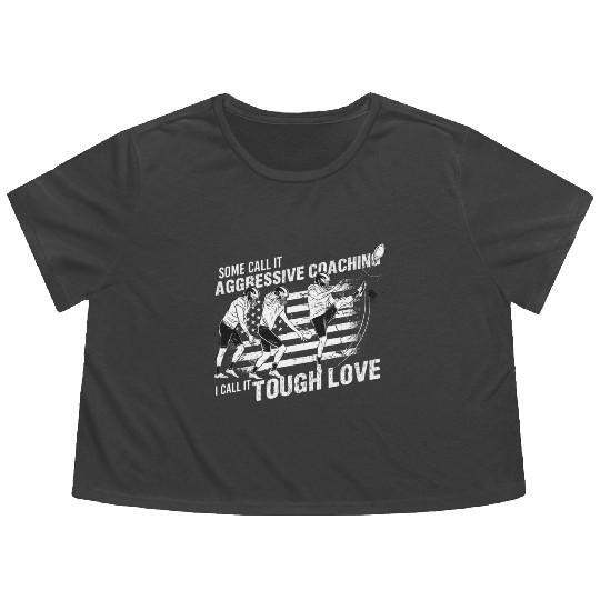 Funny Saying US Flag American Football Coach Flowy Cropped Tees