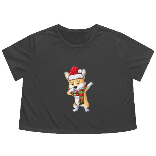 corgi dance Flowy Cropped Tees