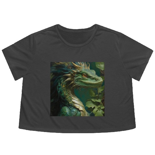 green dragon Flowy Cropped Tees