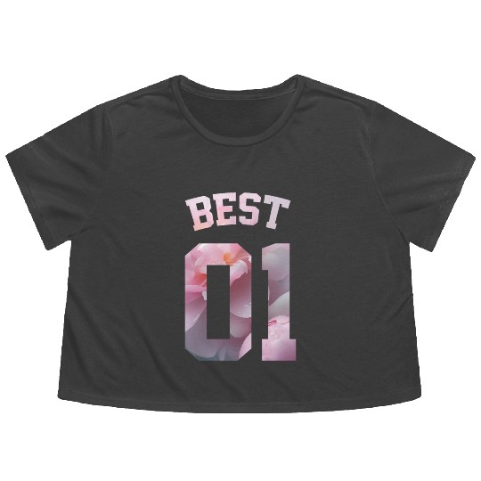 Flower Best Friends for 3 - best 01 Flowy Cropped Tees