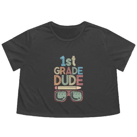 Kindergarten Teacher Funny Student 1st Graduation Flowy Cropped Tees
