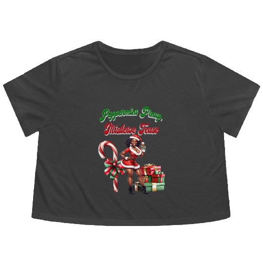 Peppermint Pinup, Mistletoe Tease Flowy Cropped Tees