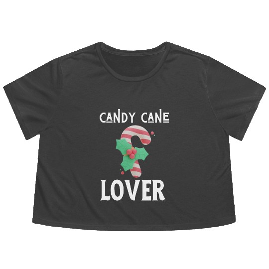 Candy Cane Lover Christmas Peppermint Candy Canes Flowy Cropped Tees