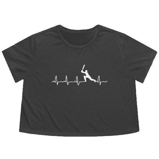 Cricket Player Cricket Heartbeat Cricket Player Flowy Cropped Tees