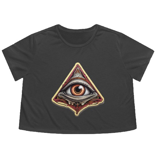 Illuminati one eye symbol of freedom world society Flowy Cropped Tees
