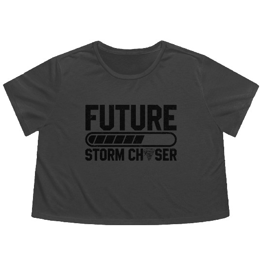 Storm chaser sayings Flowy Cropped Tees