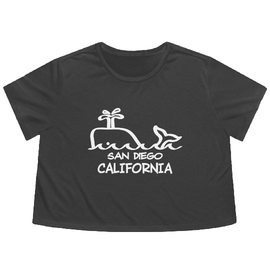 San Diego California Whale Souvenirs Gifts Flowy Cropped Tees