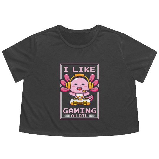 Gaming, Axolotl, Gaming, Video Game, Unicorn Gamer Flowy Cropped Tees