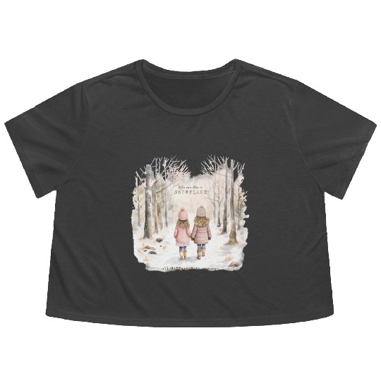 Cute Kids In Winter Wonderland Flowy Cropped Tees