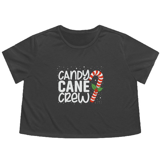 Funny Christmas Candy cane crew Flowy Cropped Tees