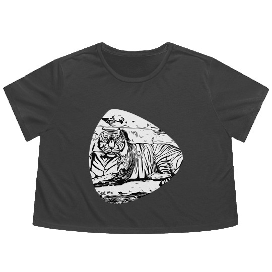 Street art - tiger Flowy Cropped Tees