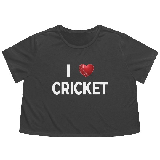 I Love Cricket Flowy Cropped Tees