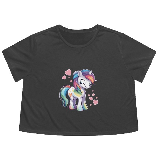 Valentine Pony Flowy Cropped Tees